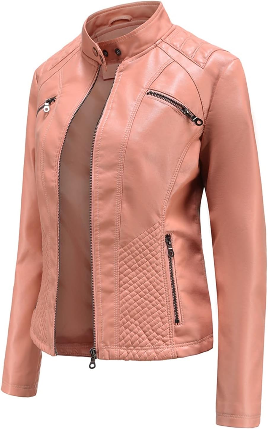 Women's Faux Leather Moto Biker Jacket – Stylish Zipper Design, Perfect for Casual Wear