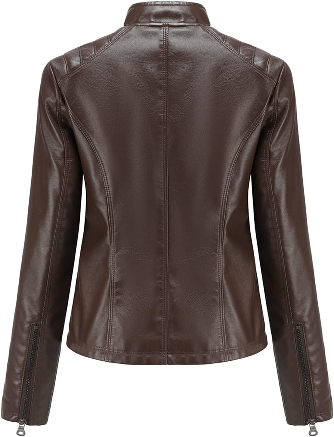 Women's Faux Leather Moto Biker Jacket – Stylish Zipper Design, Perfect for Casual Wear