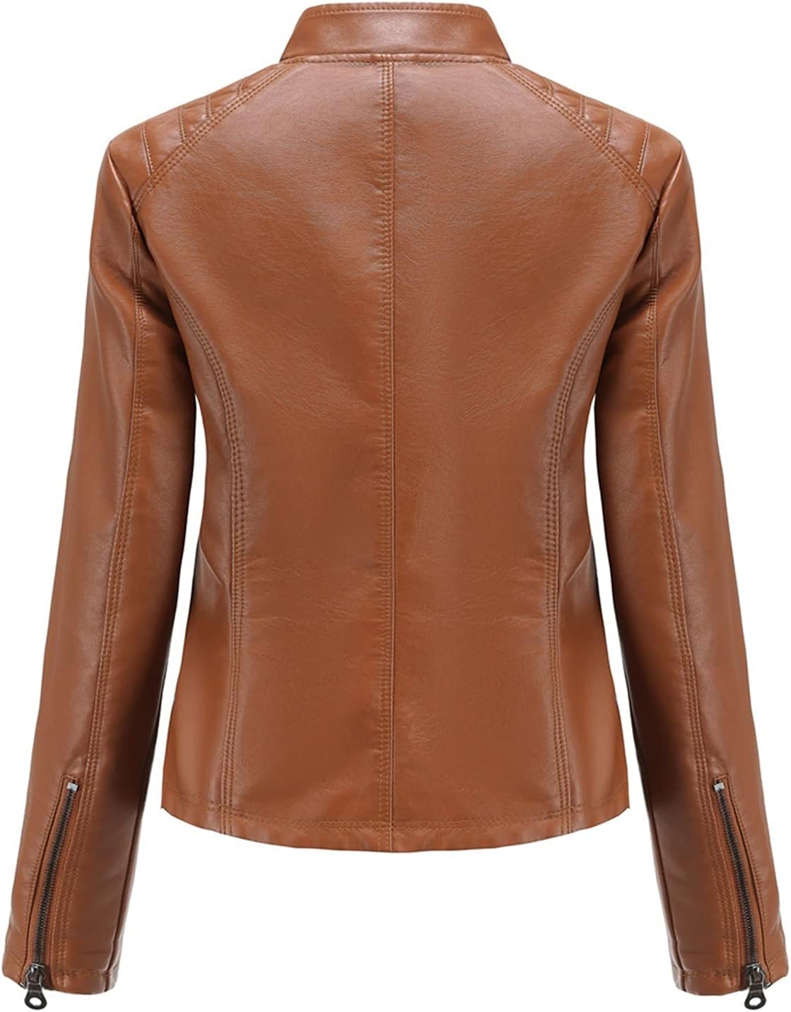 Women's Faux Leather Moto Biker Jacket – Stylish Zipper Design, Perfect for Casual Wear