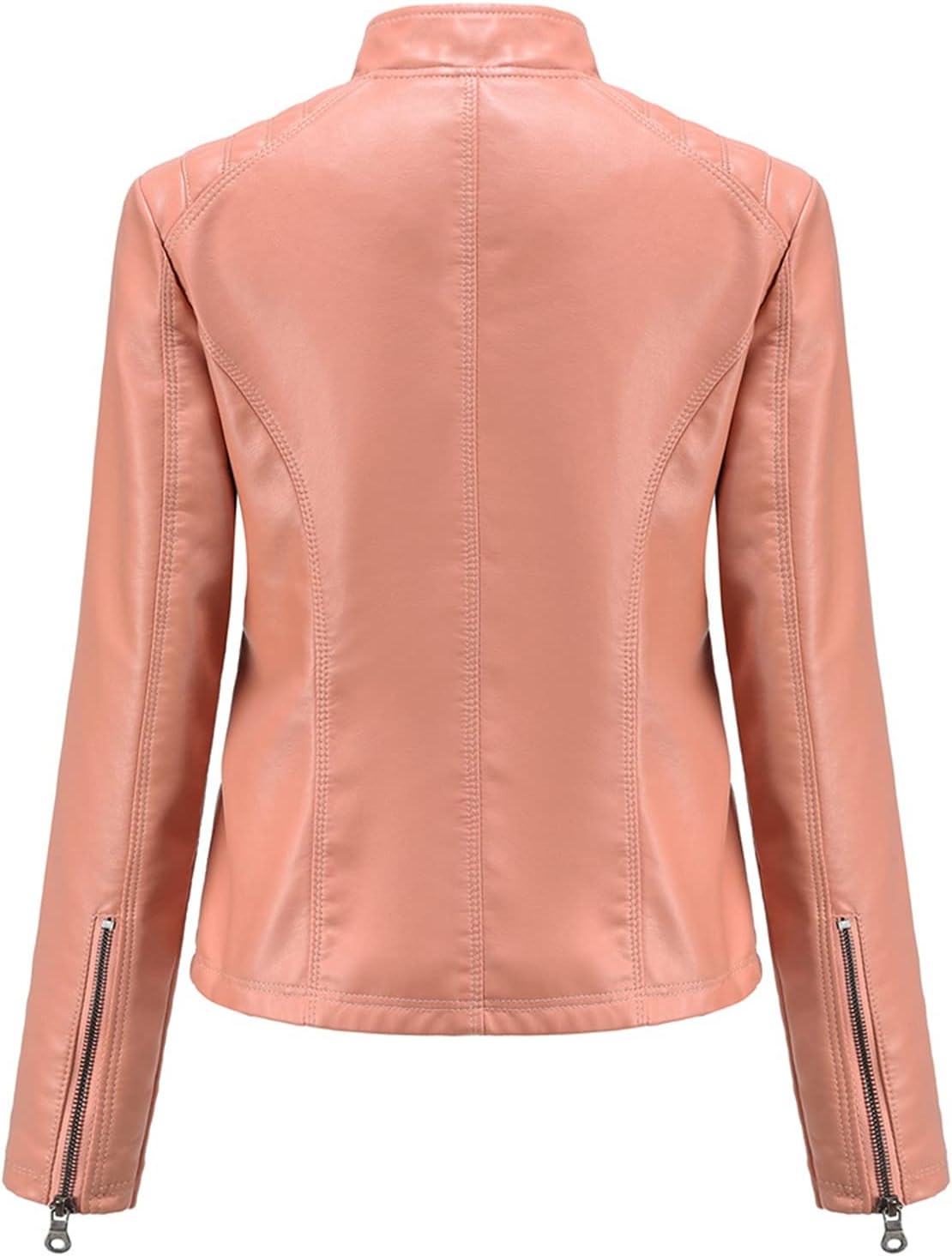 Women's Faux Leather Moto Biker Jacket – Stylish Zipper Design, Perfect for Casual Wear