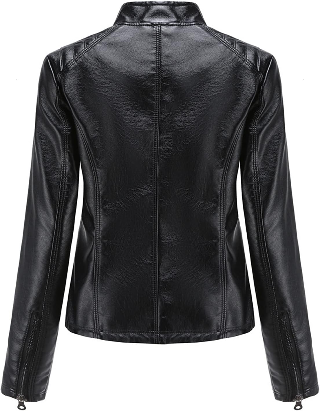 Women's Faux Leather Moto Biker Jacket – Stylish Zipper Design, Perfect for Casual Wear