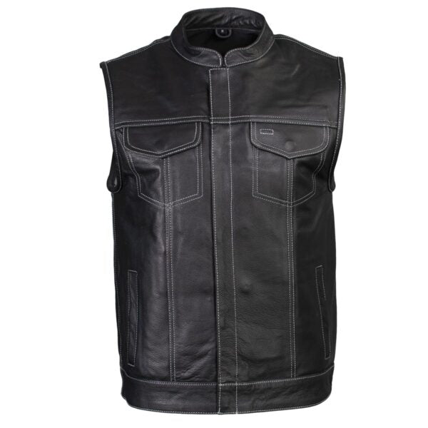 Men’s ‘Dagger’ Black Leather MC Vest