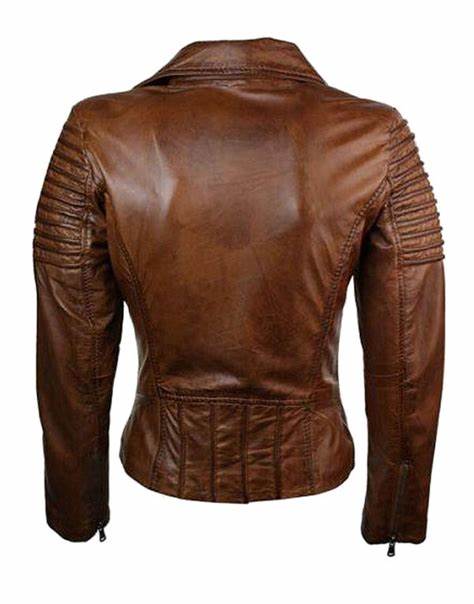 Brown Leather Motorcycle Jacket – Women’s Slim Fit Classic Look