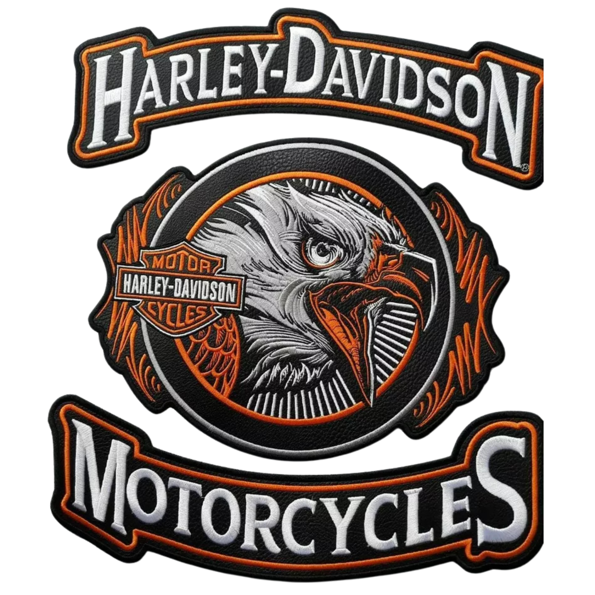 Harley-Davidson Orange Eagle Patch – 3-Piece Back Motorcycle Patch Set