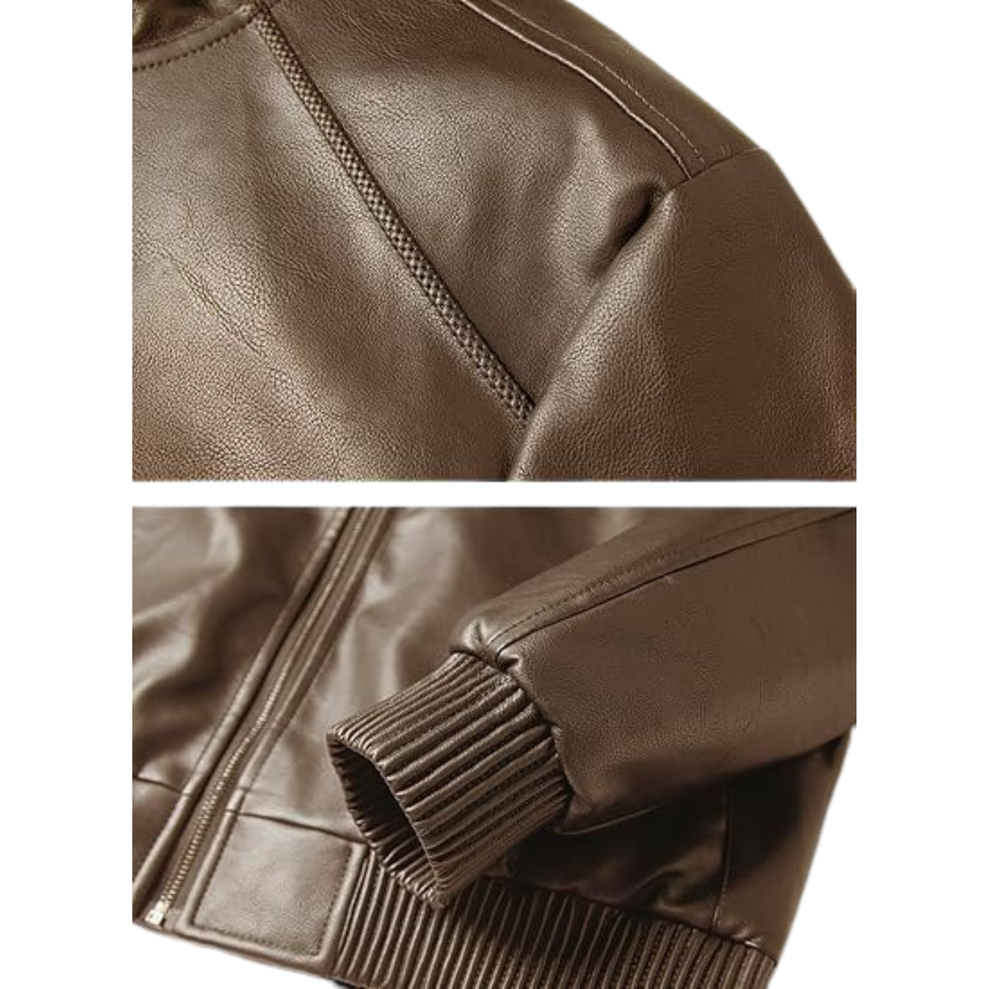 HOOD CREW Men's Faux Leather Bomber Jacket - Stylish Hooded Motorcycle Coat