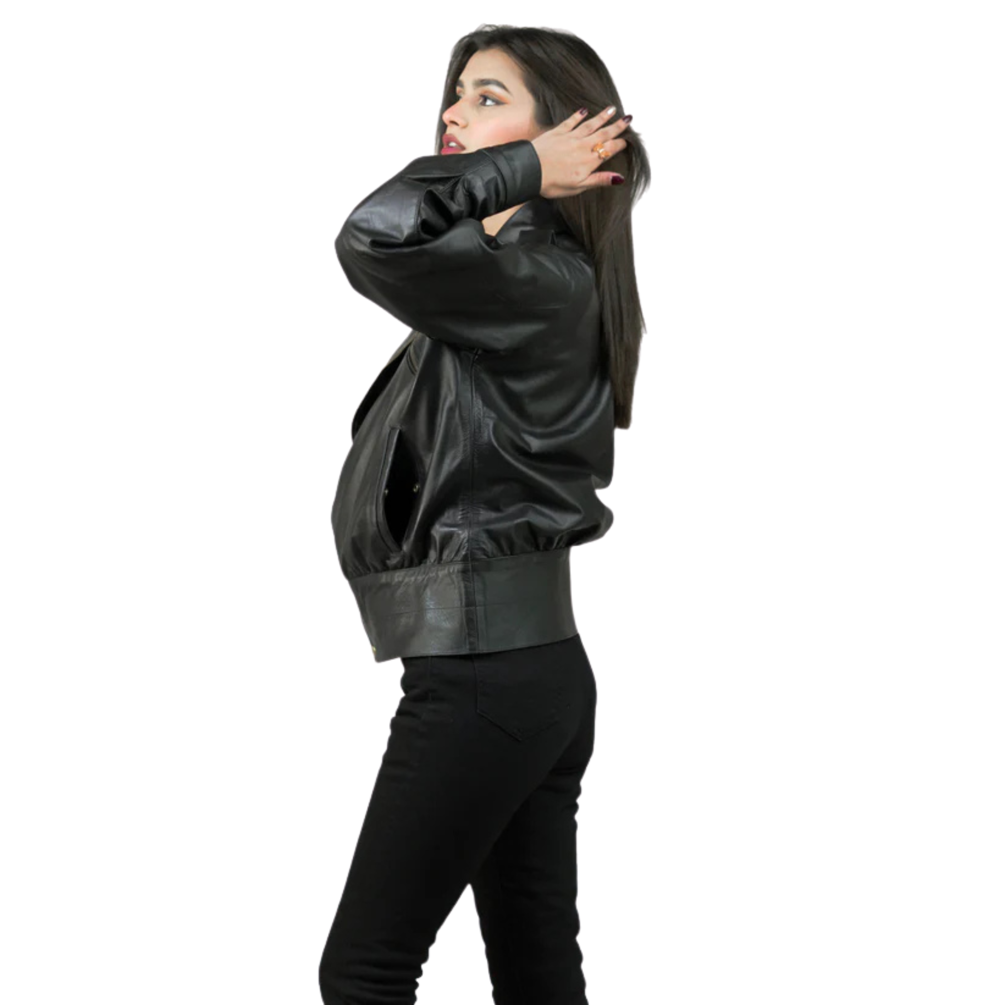 "Women’s Black Leather Motorcycle Jacket – Premium Quality & Stylish"