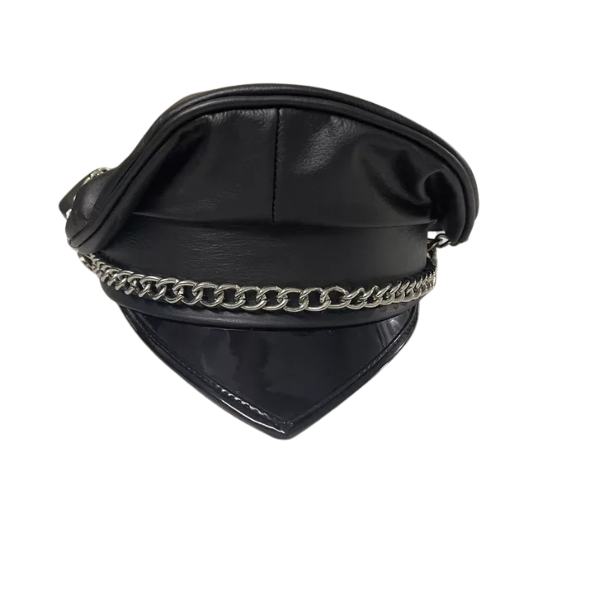 Leather Biker Cap - Finest Soft Real Leather Muir Peaked Cap with Chain