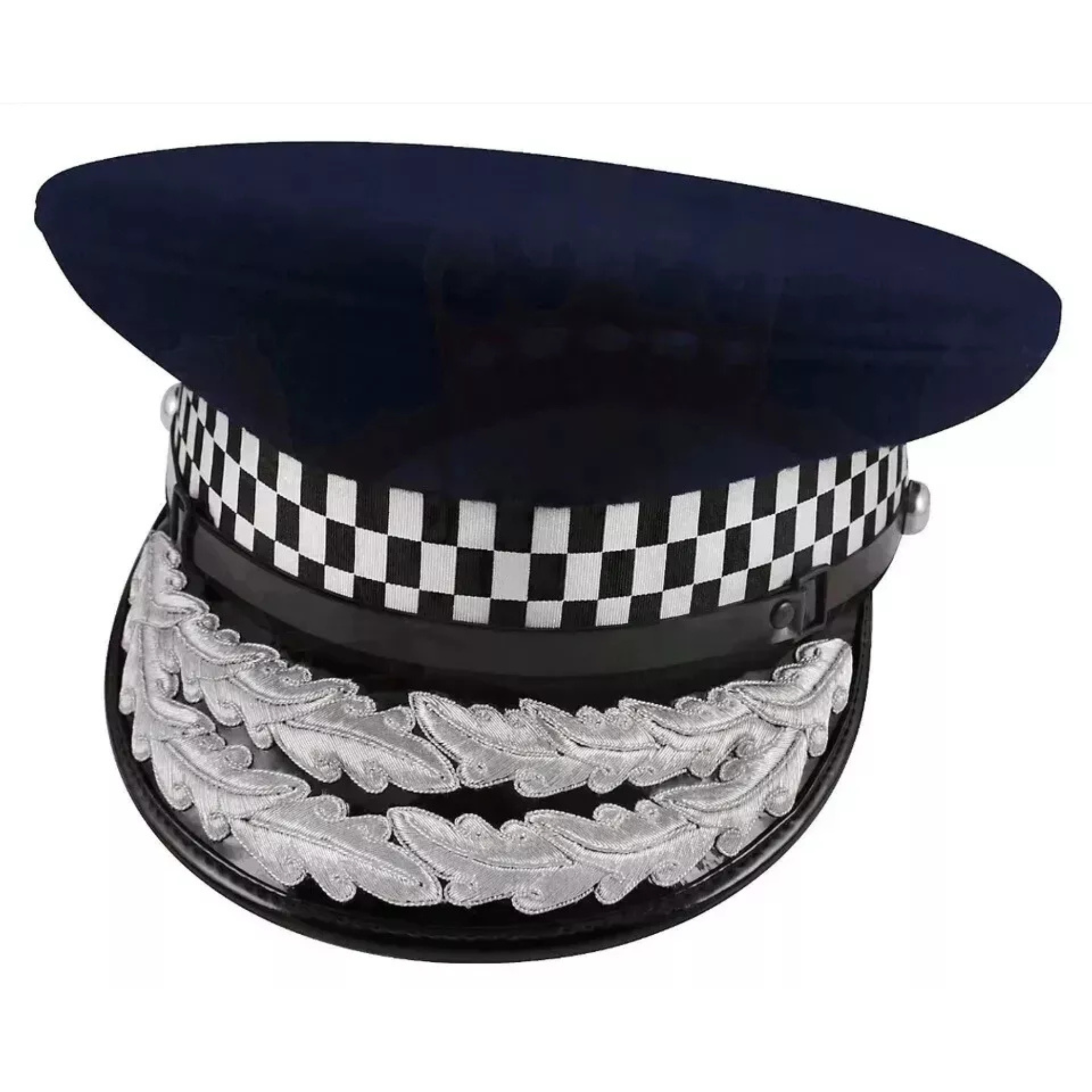 British Deputy Assistant Commissioner Double Silver Oak Leaf Peaked Cap Headgear