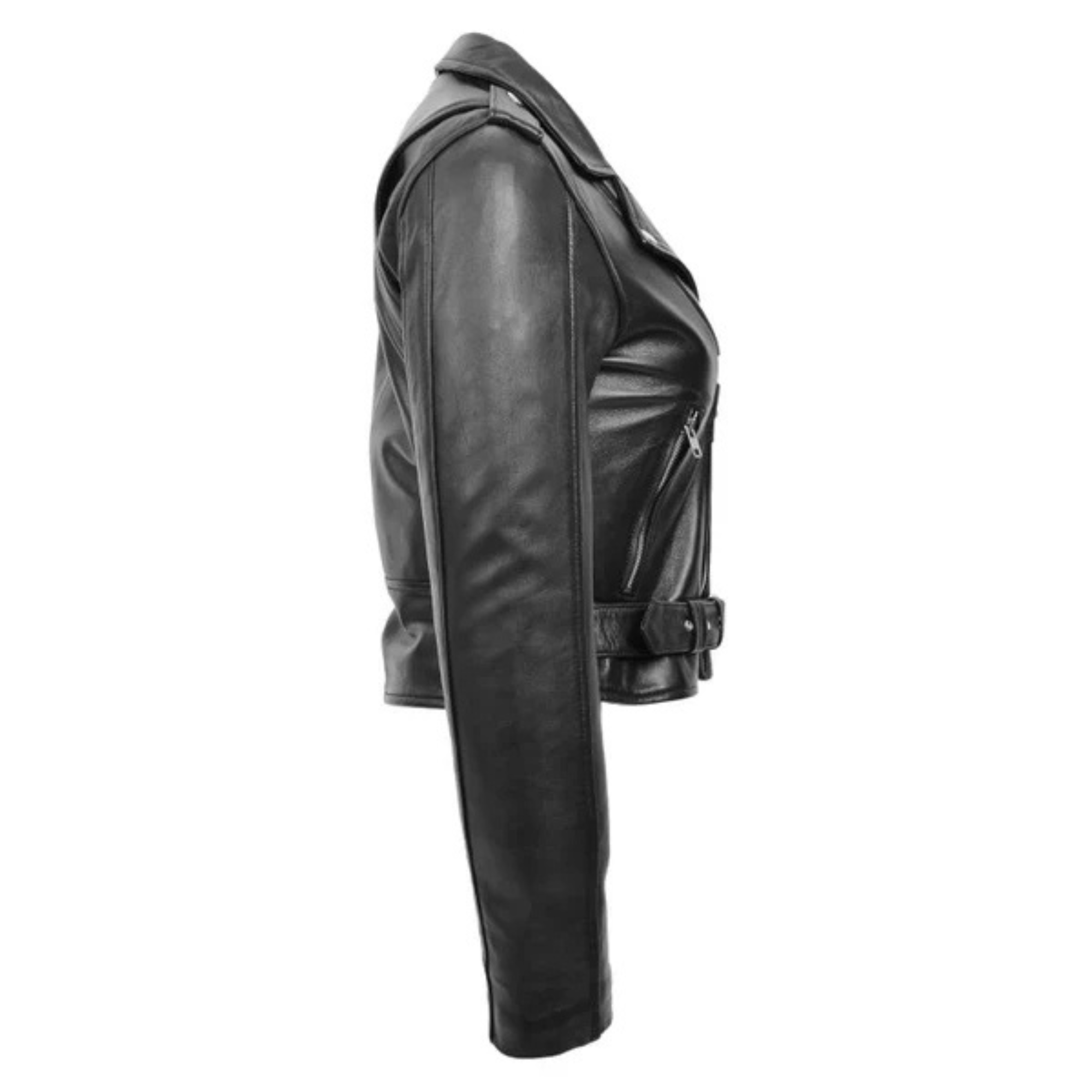 Holly Black Leather Biker Jacket - Classic Brando Style for Bold Women