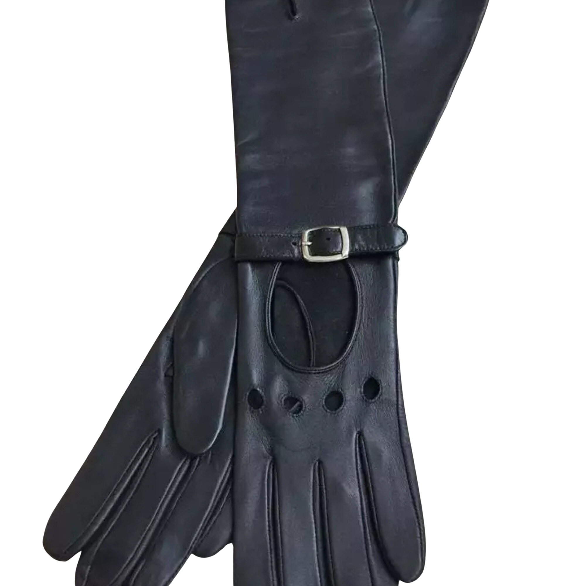 Handmade Women's Italian Napa Leather Lambskin Black Evening Unlined Gloves