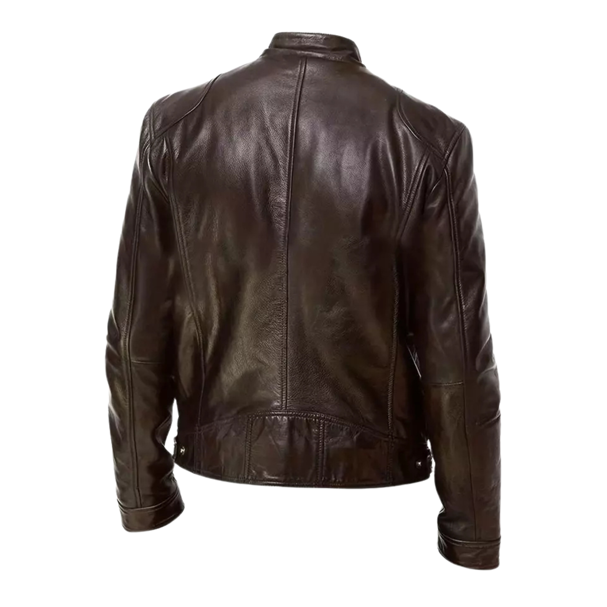 Cafe Racer Men's Leather Jacket - Soft Sheep Skin Motorcycle Biker Jacket (Brown & Black)