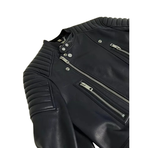 New Men's Black Lambskin Leather Biker Jacket