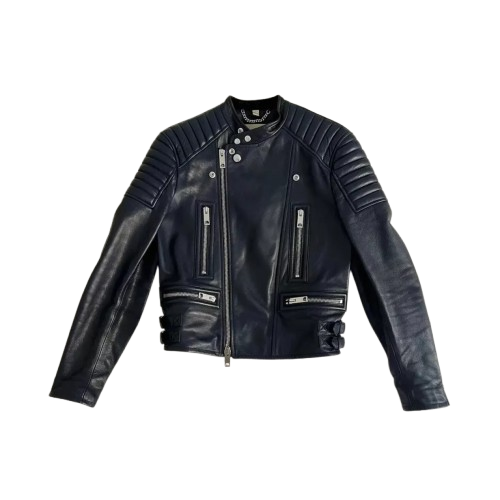 New Men's Black Lambskin Leather Biker Jacket