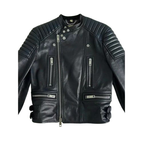 New Men's Black Lambskin Leather Biker Jacket