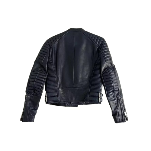 New Men's Black Lambskin Leather Biker Jacket