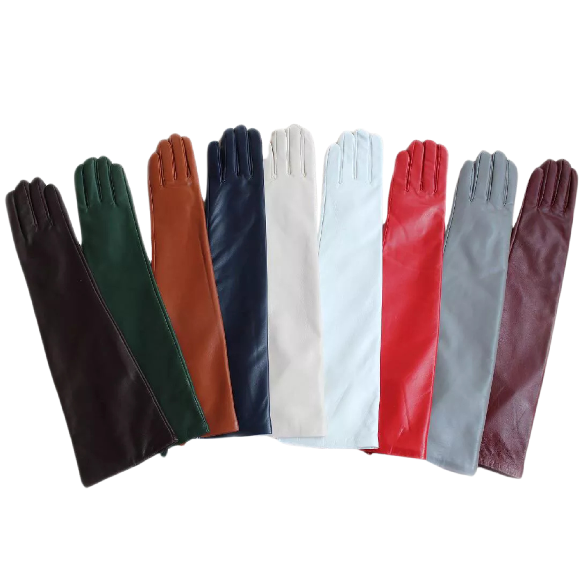 Women's 47cm (18.5") Classic Plain Style Elbow Long Leather Gloves (Multi Colors)