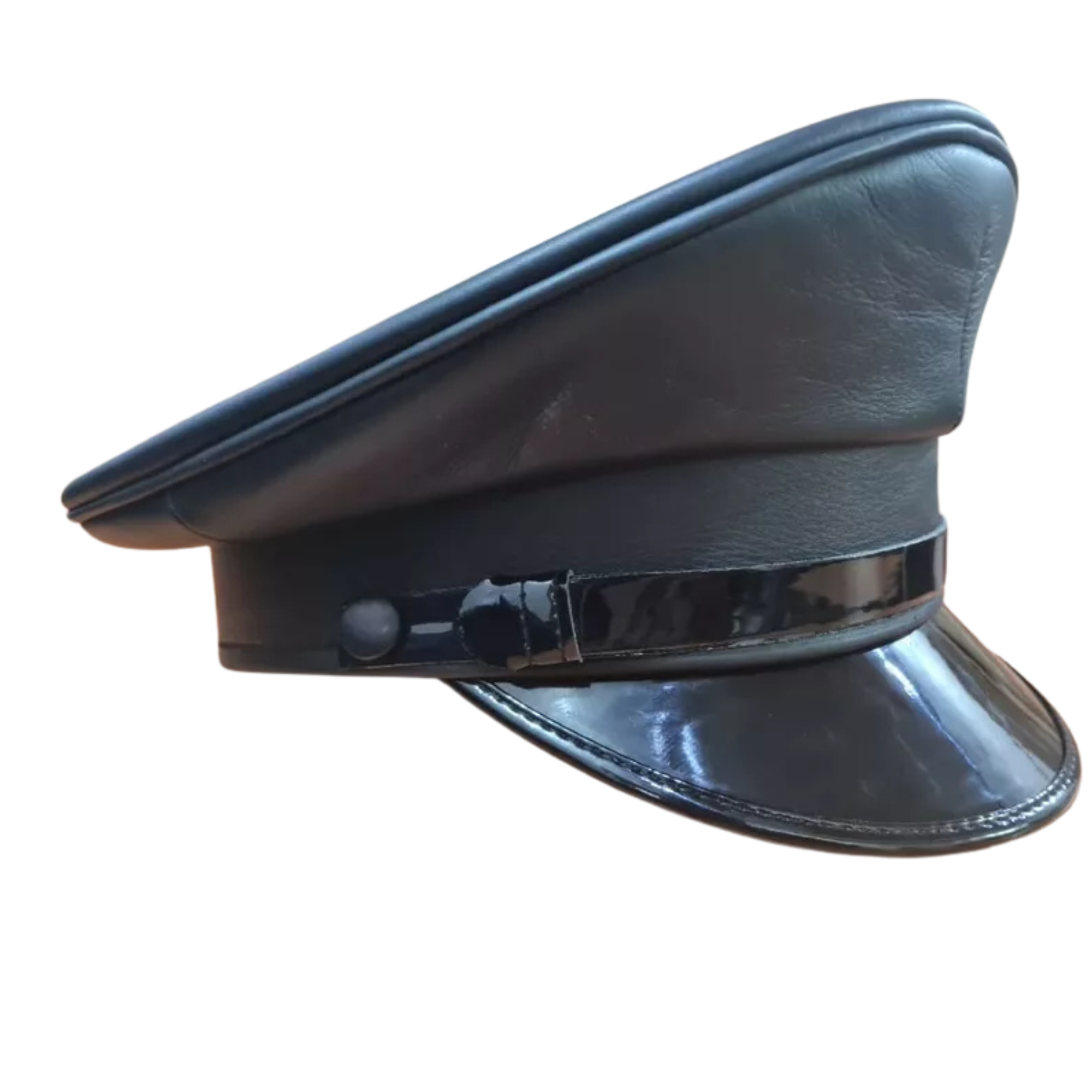 Mens Outdoor Hat Army Muir Biker Peaked Police Gay Military Caps Faux Leather