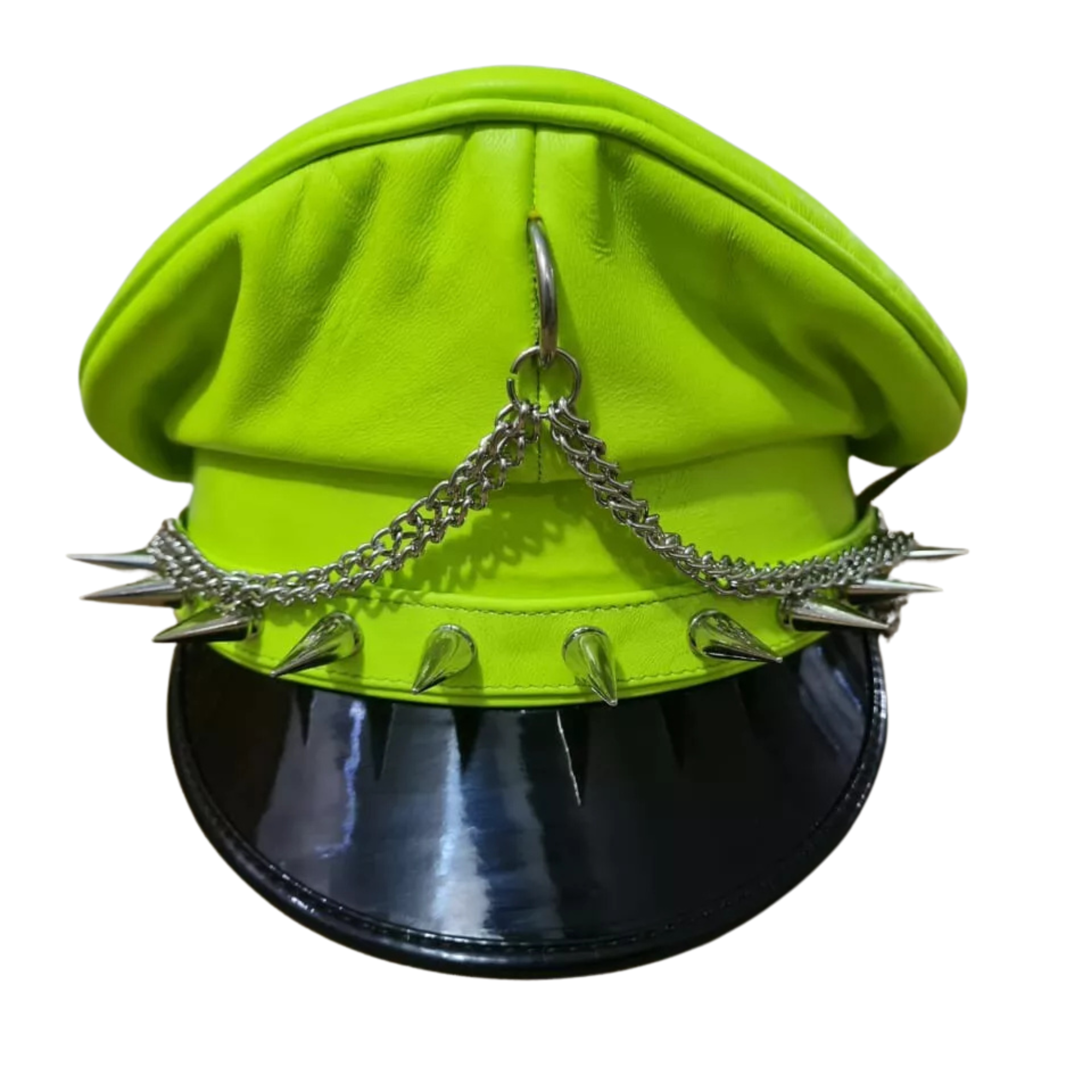 Genuine Leather Army Muir Biker Cap - Peaked Police Style