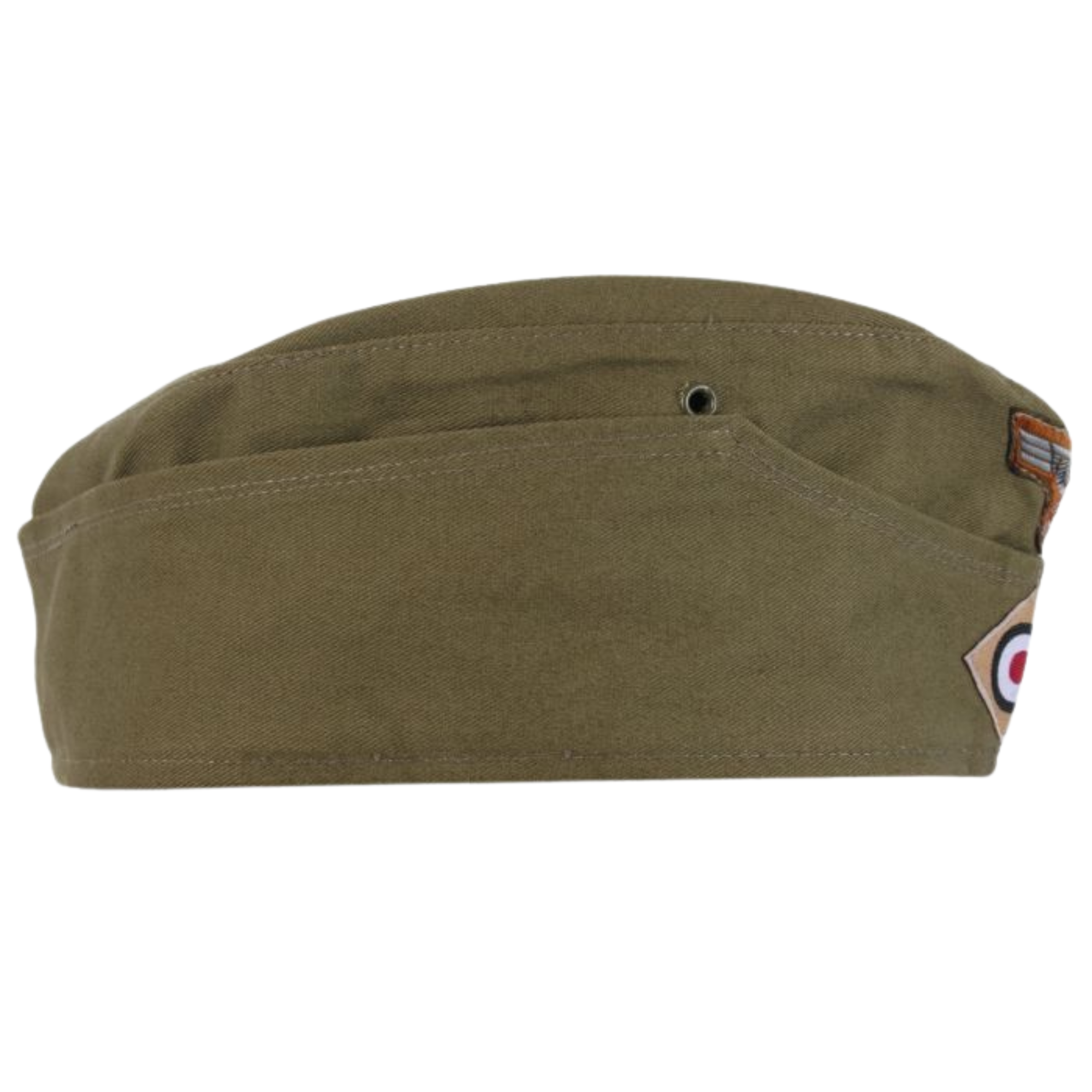 WW2 DAK Green Overseas Side Cap - Red Lining Replica