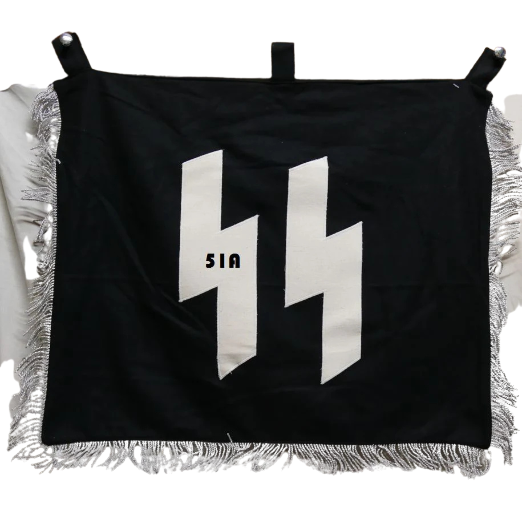 SS Race and Resettlement Banner - Wool with White Cotton Symbols and Silver Fringe