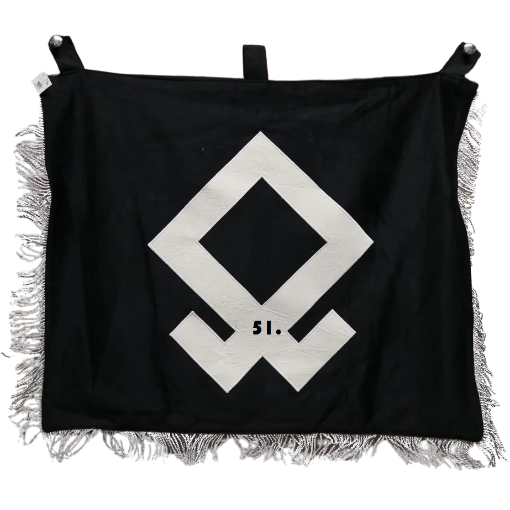 SS Race and Resettlement Banner - Wool with White Cotton Symbols and Silver Fringe