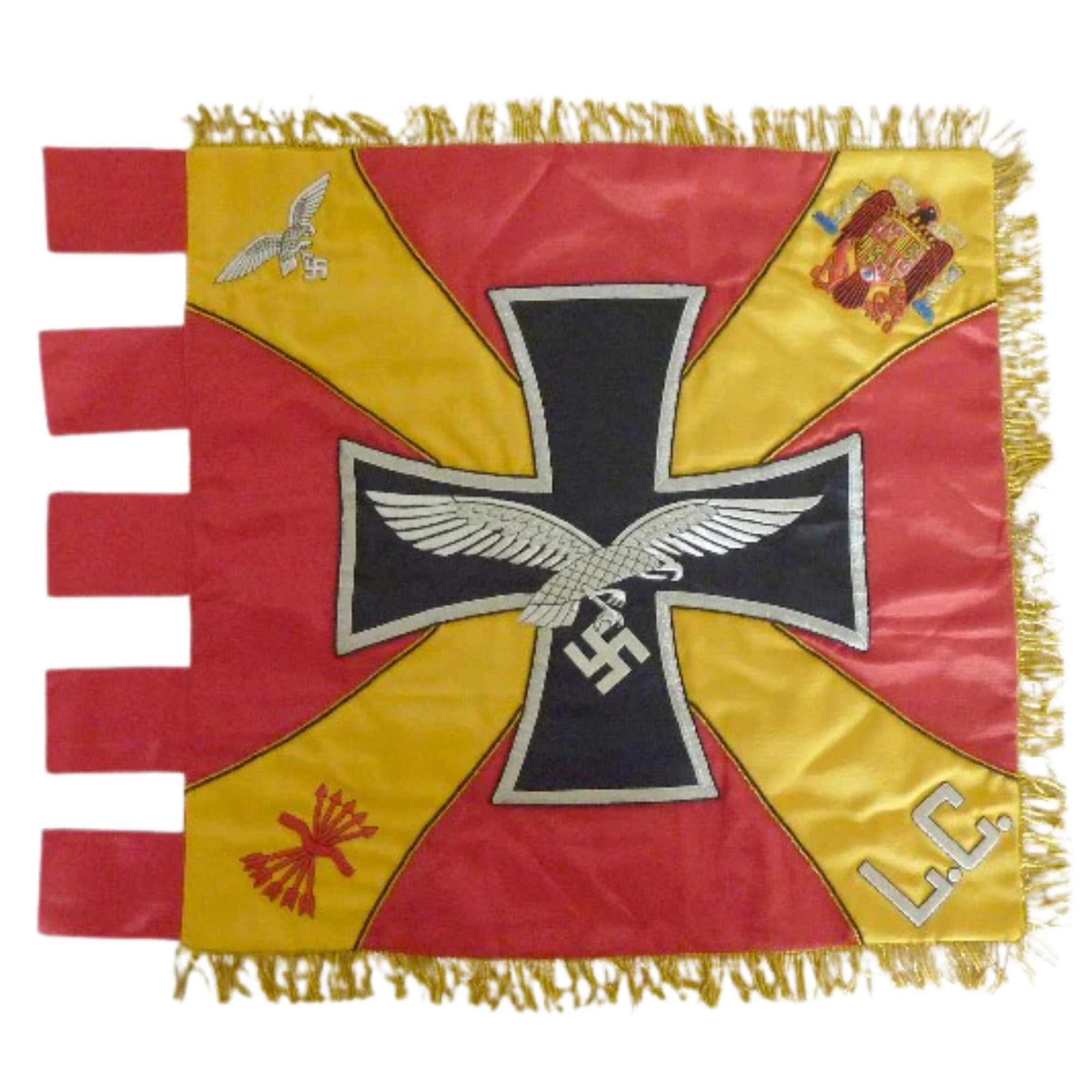 1936 to 1939 SPANISH CIVIL WAR CONDOR LEGION HAND EMBROIDERED COLORFUL FLAG - World Wing1