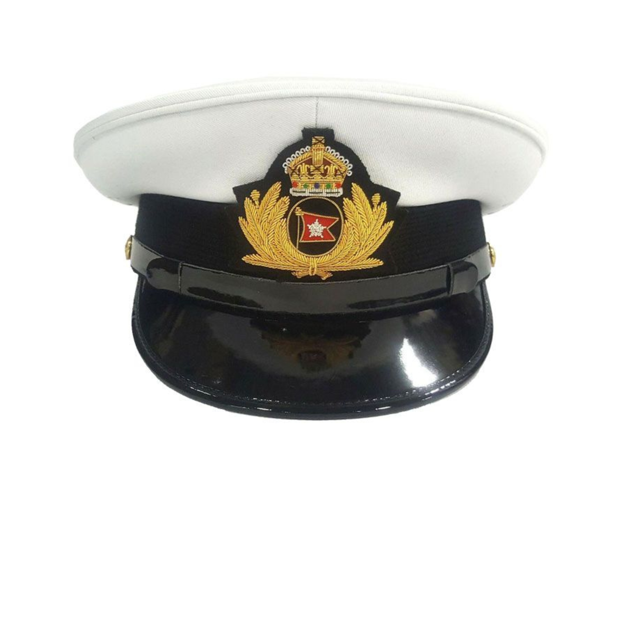 Merchant Navy officer peak cap /Hat water resistant pvc fabric grained top