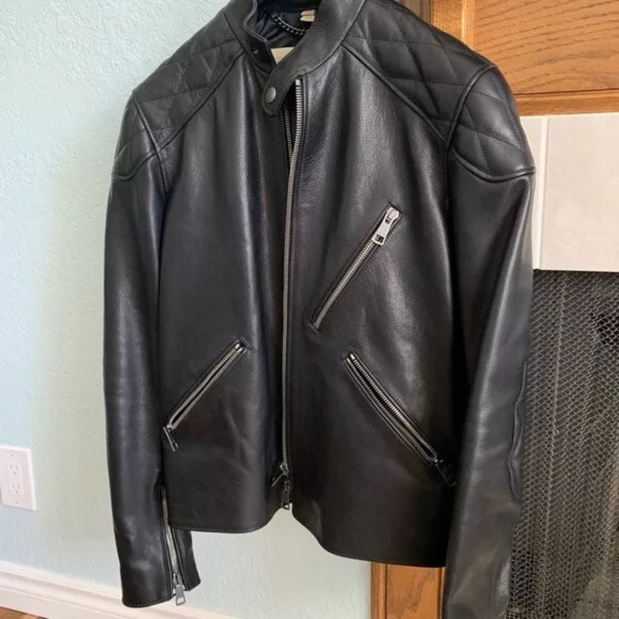 Men's Black Lambskin Leather Motorcycle Jacket