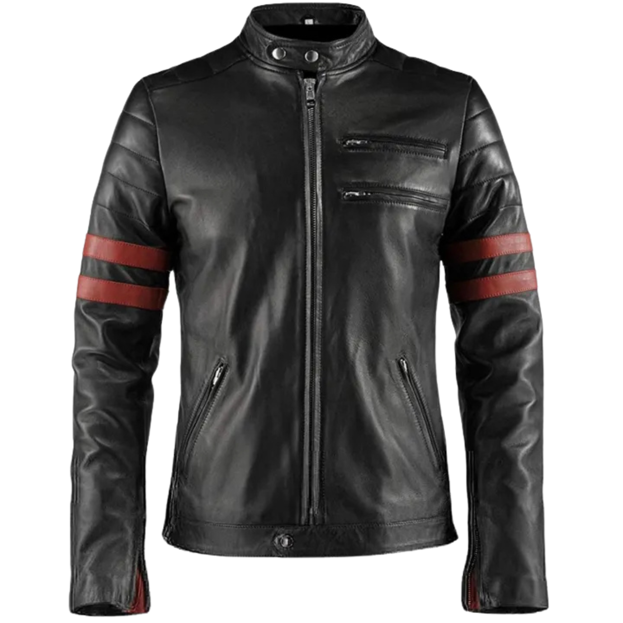 Tough Look Red Stripped Faux Leather Jacket for Men - LJ08