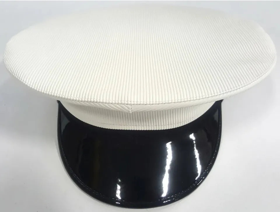 British Royal Navy Class 1 & 3 White Officer Peaked Cap Dress Hat - R N CAP