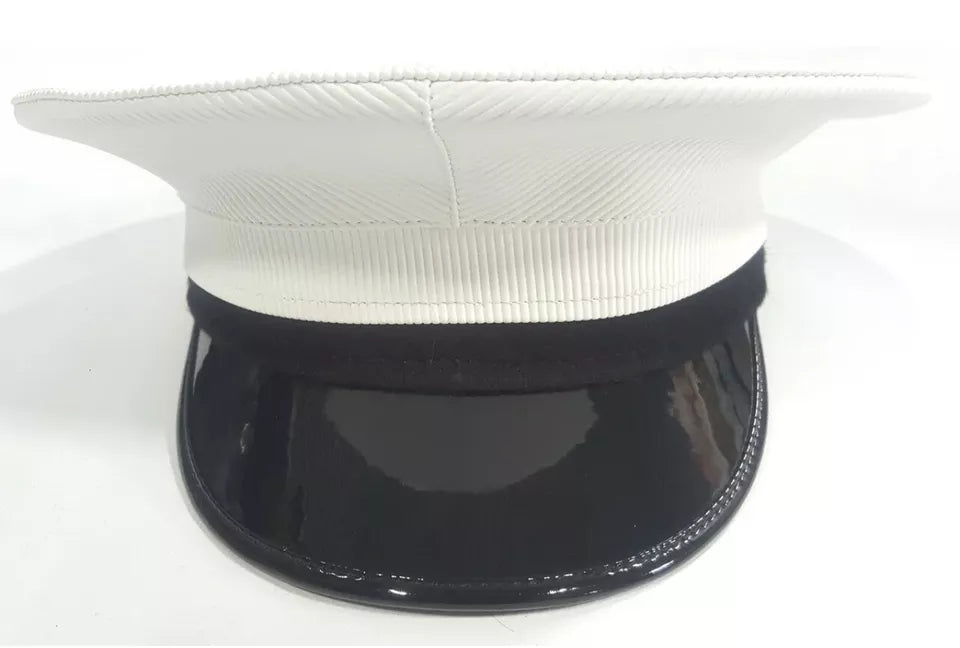 British Royal Navy Class 1 & 3 White Officer Peaked Cap Dress Hat - R N CAP