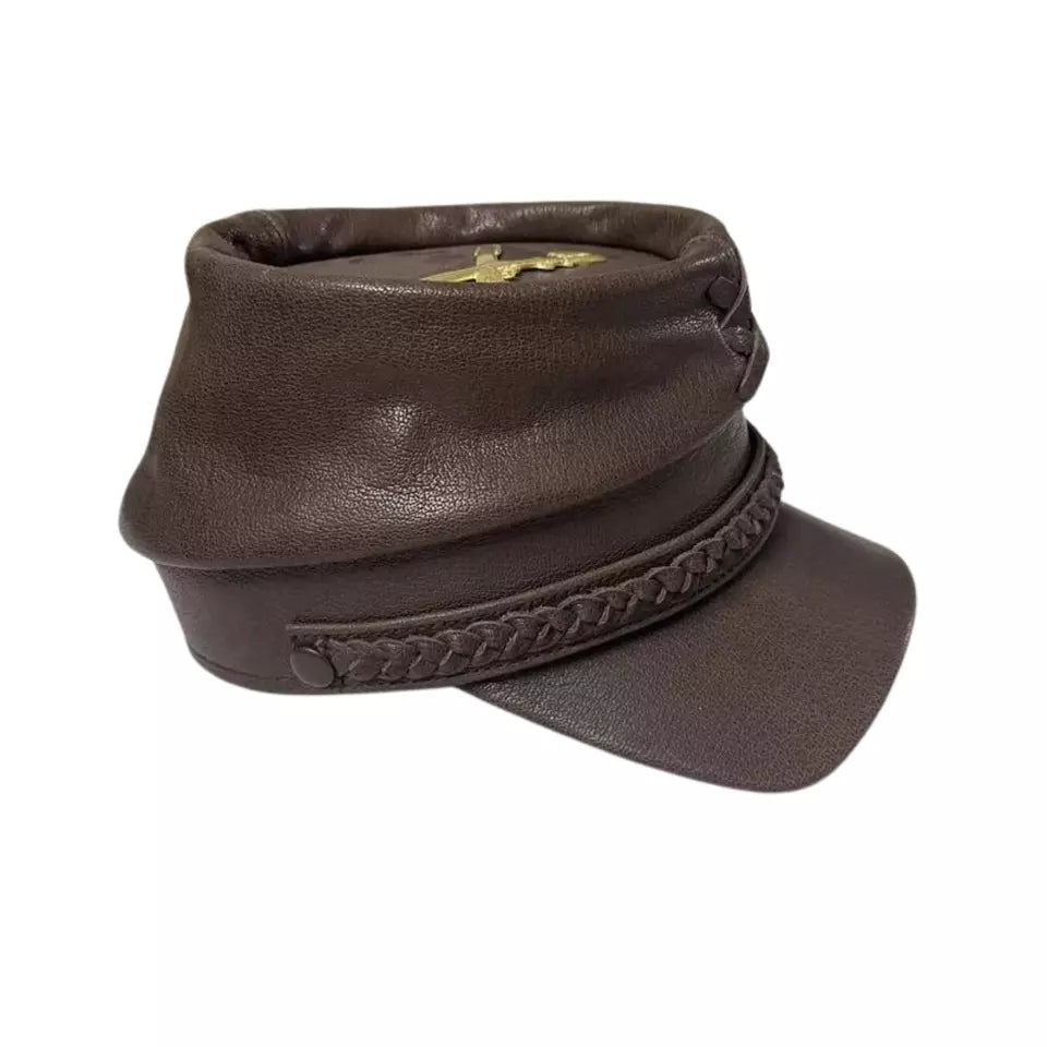 American Civil War Kepi leather cap, extraordinary craftsmanship. - World Wing1