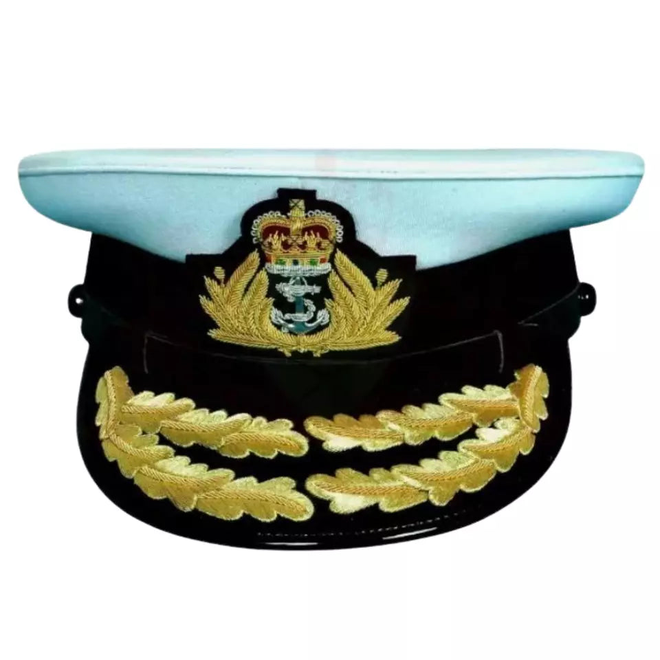 ROYAL NAVY ADMIRALS CAP, NAVAL PEAK CAP, R N COMMANDERS FLAG CAP BULLION BADGE