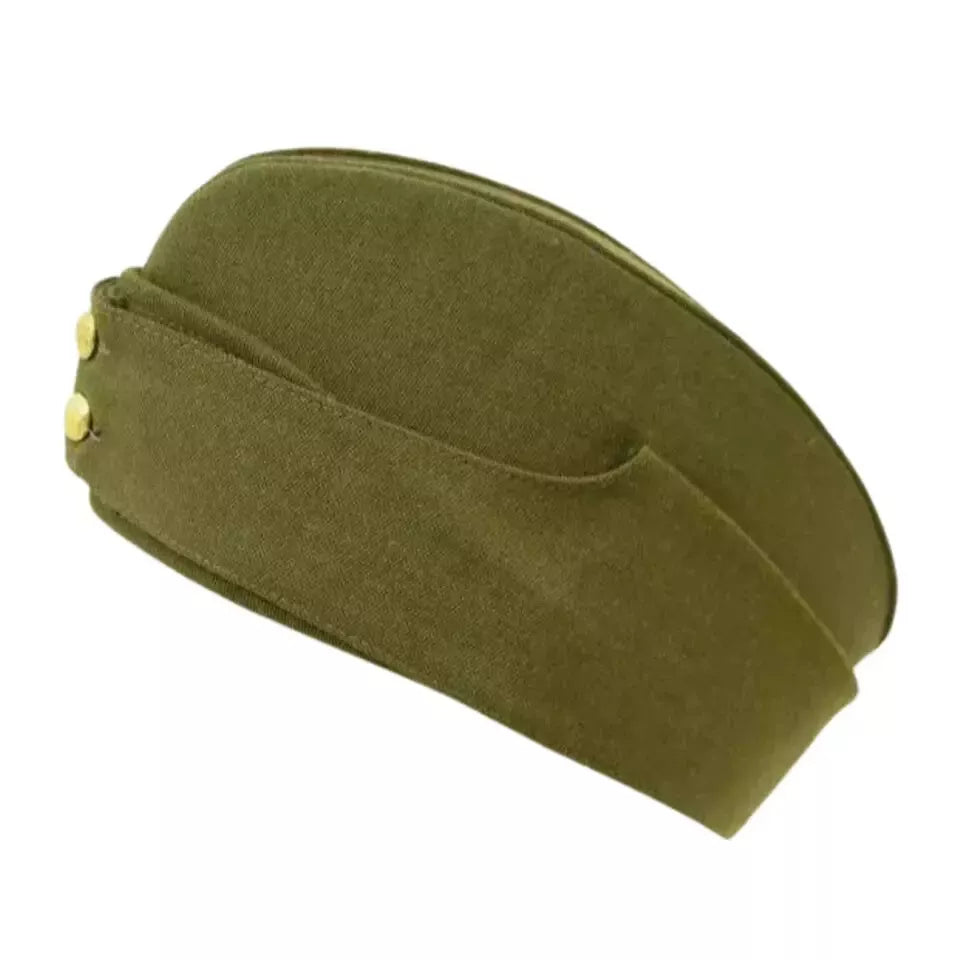 British Army Side Cap 1940's WW2 Forage Chip Hat Uniform Khaki Green Kings Crown