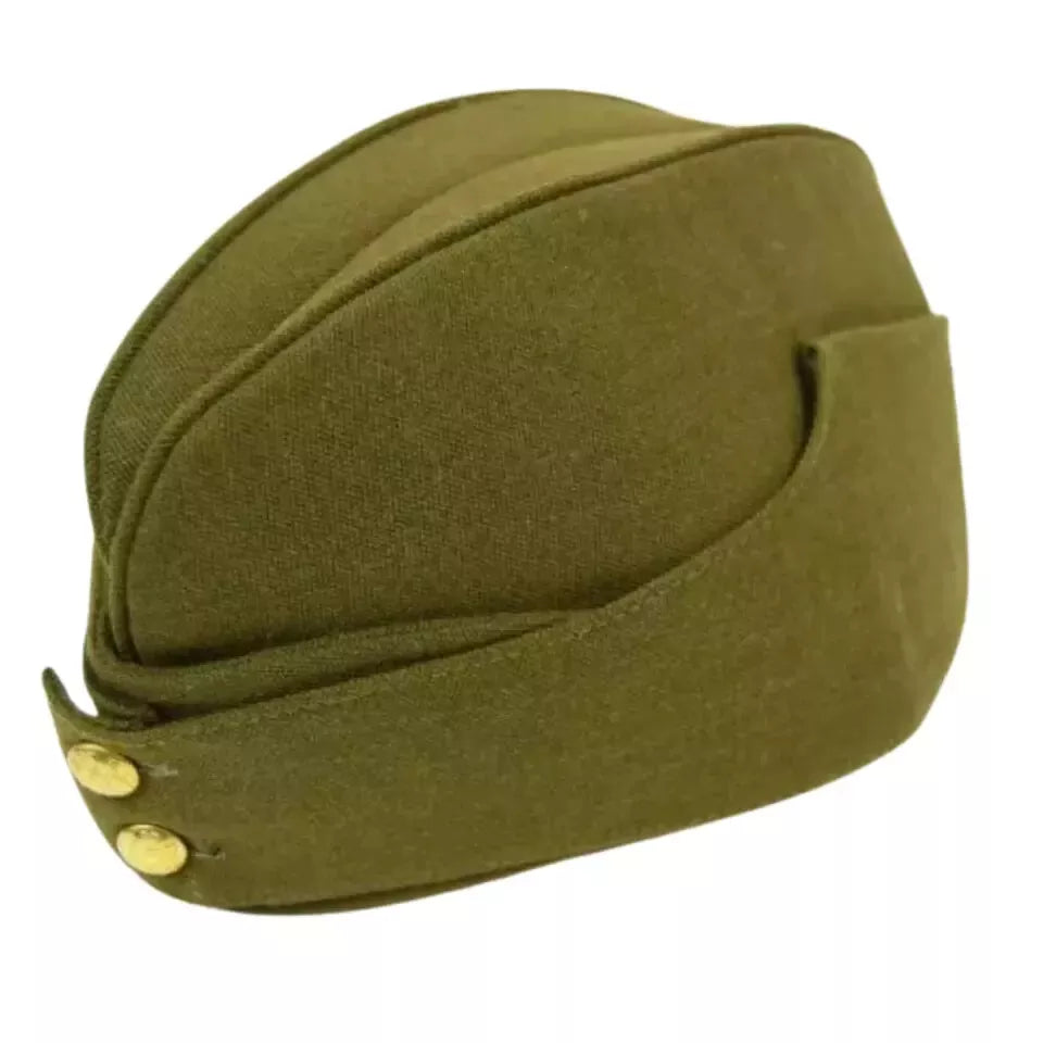 British Army Side Cap 1940's WW2 Forage Chip Hat Uniform Khaki Green Kings Crown