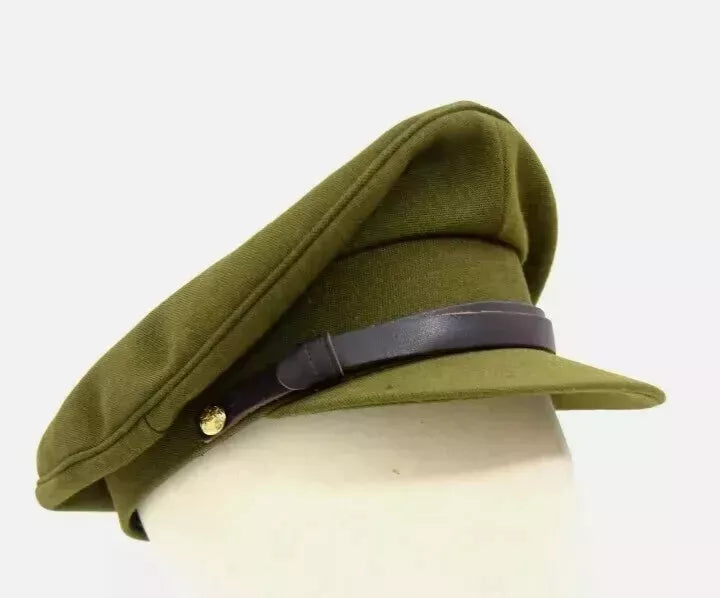 British Army 1940's Khaki Peak Cap WWII Officers Style Dress Uniform Hat WW2