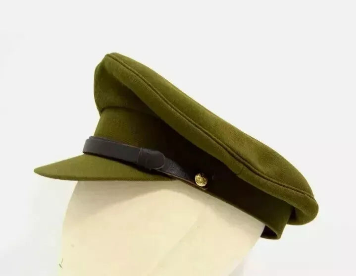 British Army 1940's Khaki Peak Cap WWII Officers Style Dress Uniform Hat WW2