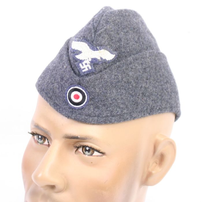 WW2 Luftwaffe M40 Cap Blue Wool Side Cap with Badges by RUM